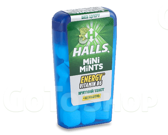 Льодяники Halls Mini Mints зі смаком м&#039;яти та вітаміном В без цукру 12,5г