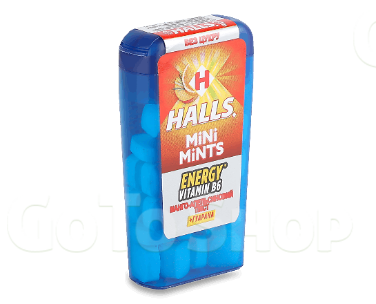 Льодяники Halls Mini Mints зі смаком апельсина та манго з вітаміном В без цукру 12,5г