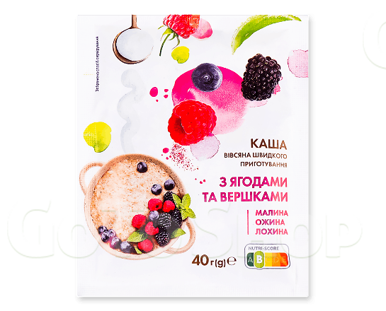 Каша вівсяна «Премія»® з лісовими ягодами та вершками, 40г