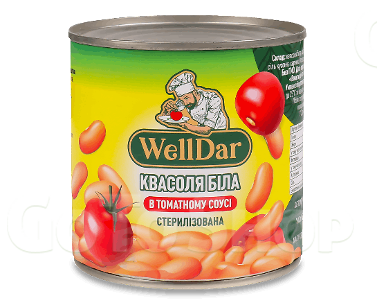 Квасоля біла WellDar в томатному соусі стерилізована, 410г
