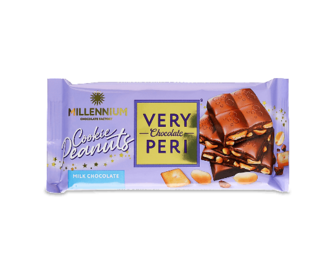 Шоколад молочний Millennium Very Peri з начинкою, печивом та арахісом, 100г