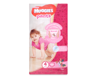 Підгузки-трусики для дівчаток Huggies Pants 4 (9-14 кг), 52шт/уп