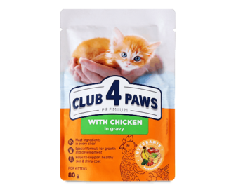 Корм для кошенят Club 4 Paws з куркою в соусі, 80г
