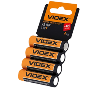 Батарейки Videx R6P/AA 4pcs Shrink Card солевая