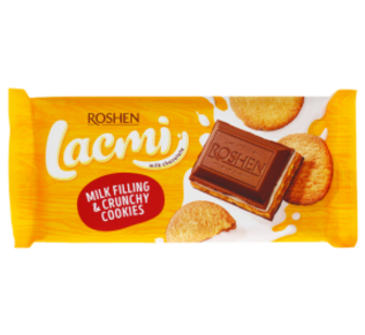 Шоколад Roshen Lacmi з мол.начинкою та печивом100г
