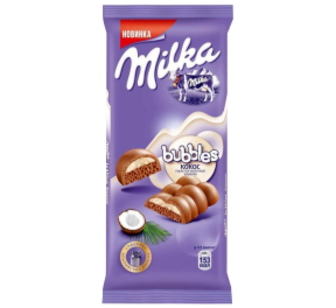 Шоколад Milka Баблз Кокос пористий мол. 97г