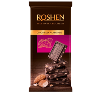 Шоколад Roshen з підсол. подрібн. мигд. чорн. 85г