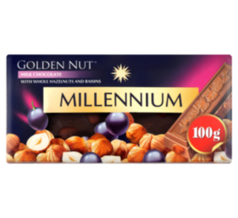 Шоколад Millennium Gold з цілий гор./родз.мол.100г