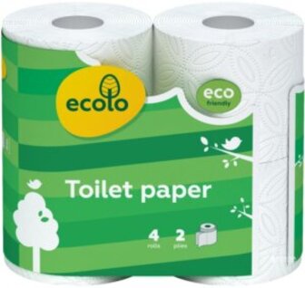 Папір туалетний Ecolo 2-шар 4 шт