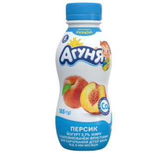 Йогурт Агуня Персик 2,7% 185г ПЕТ