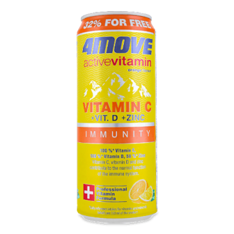 Напій 4move Active vitamin C+D+zinc негазований безалкогольний з/б, 0,33л