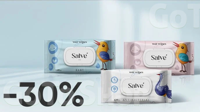 -30% на вологі серветки SALVE