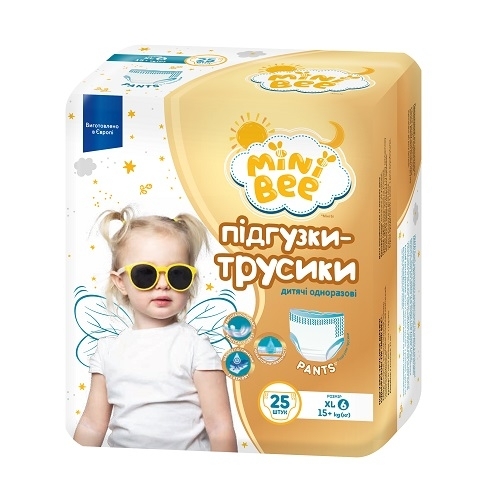 Підгузки-трусики дитячі 25 шт  MiniBee XL 15+ кг м/уп 