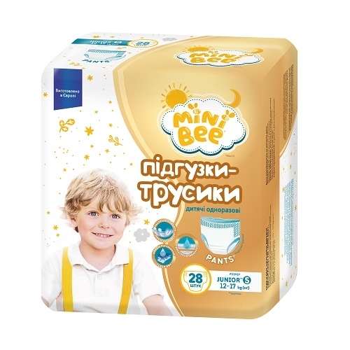 Підгузки-трусики дитячі 28 шт MiniBee Junior 12-17 кг м/уп 