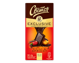 Шоколад чорний Світоч Exclusive Chili&Apricot, 90г