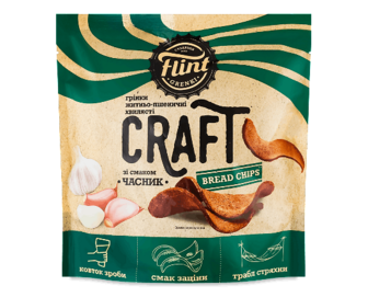 Грінки Flint Craft житньо-пшеничні хвилясті зі смаком часнику, 90г