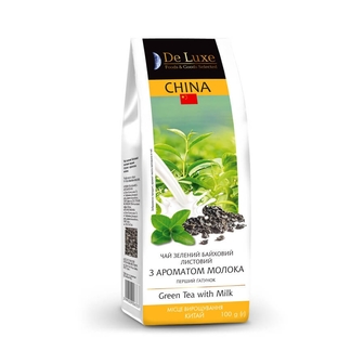 Чай 100г De Luxe Foods&Goods Selected, зелений листовий, китайский з ароматом  молока 