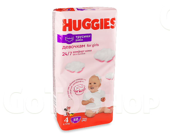 Підгузки-трусики для дівчаток Huggies Pants 4 (9-14 кг) 52шт/уп