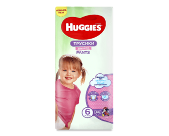 Підгузки-трусики для дівчаток Huggies Pants 6 (15-25 кг) 44шт
