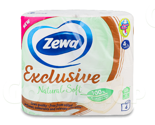 Папір туалетний Zewa Natural Soft 4-шаровий 4шт