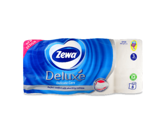 Папір туалетний Zewа Deluxe Delicate Care білий 3-шаровий 8шт