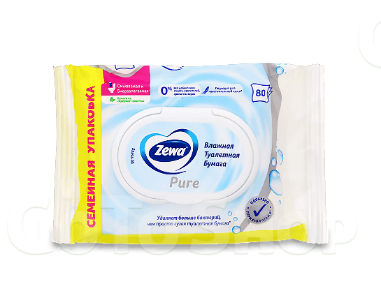 Туалетний папір Zewa Pure Moist вологий 80шт