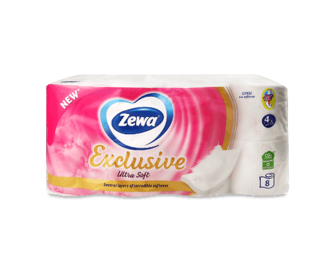 Папір туалетний Zewa Exclusive білий 4-шаровий 8шт