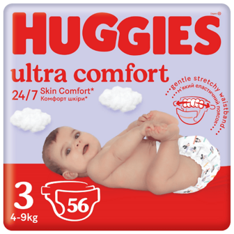 Підгузки Huggies Ultra Comfort 3 (4-9 кг) 56шт