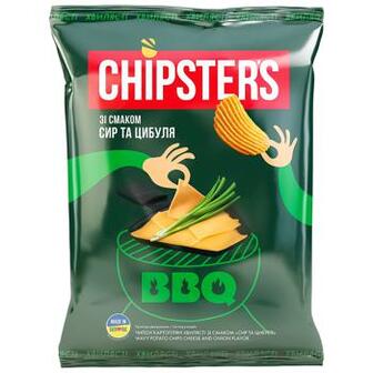 Чипси картопляні Chipsters зі смаком Сир та цибуля хвилясті 120г