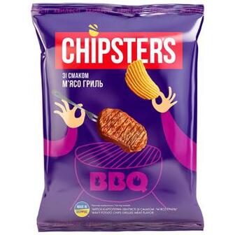 Чипси картопляні Chipsters хвилясті зі смаком м'ясо гриль 120г
