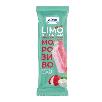 Морозиво 80 г LIMO ICE CREAM ескімо двошарове зі смаком "вершковий сир-лічі-смородина" п/ет 