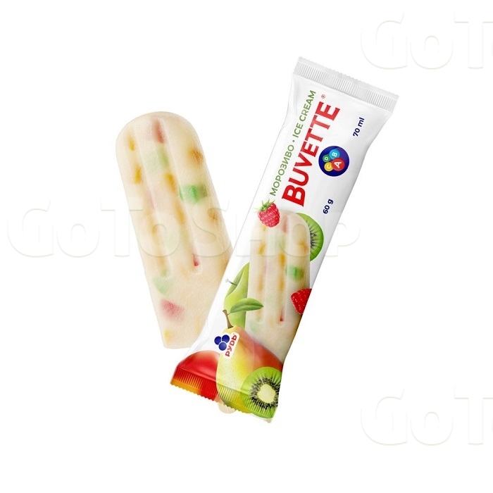 Морозиво 55 г Рудь &quot;BUVETTE&quot; ескімо фруктовий білий лід зі шматочками конфітюру п/ет 