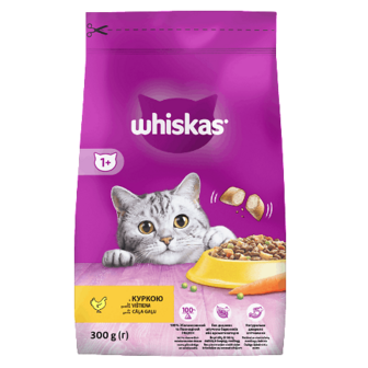 Корм Whiskas з куркою для дорослих котів 300г