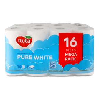 Папір туалетний Ruta Pure White білий 3-шаровий 16шт (16шт)