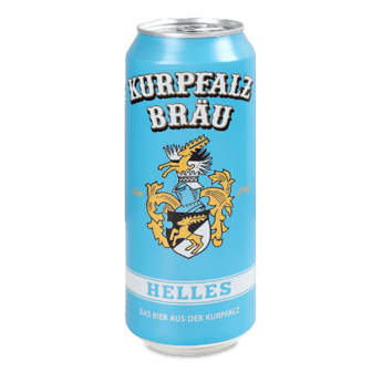 Пиво Kurpfalz Brau Helles світле з/б 0,5л