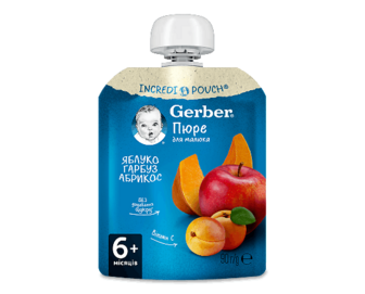 Пюре Gerber яблуко-гарбуз-абрикос, 90г