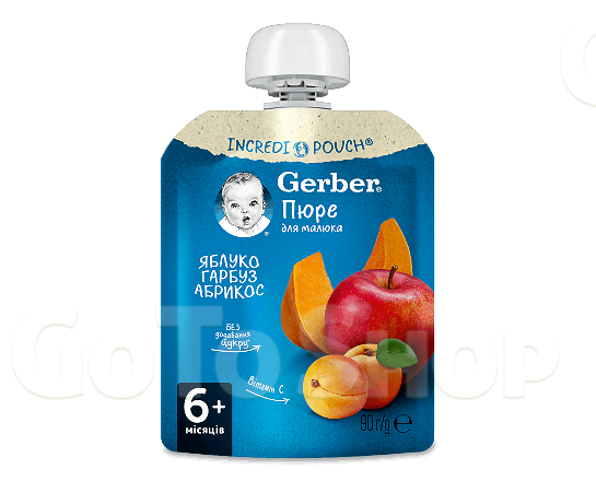 Пюре Gerber яблуко-гарбуз-абрикос, 90г