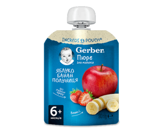 Пюре Gerber яблуко-банан-полуниця, 90г