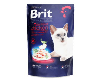 Корм для стерилізованих котів Brit Premium Nature з м’ясом курки, сухий, 800г