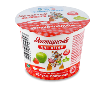 Паста сиркова Яготинське для дітей яблуко-полуниця 3,9% 90г