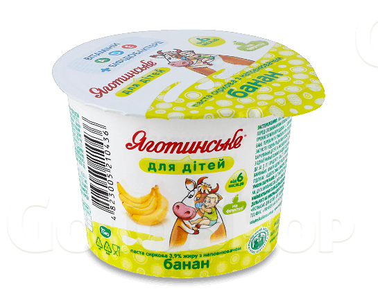 Паста сиркова Яготинське для дітей банан 3,9% 90г