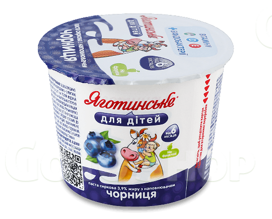 Паста сиркова Яготинське для дітей чорниця 3,9% 90г