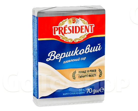 Сир плавлений President Вершковий 38% 70г