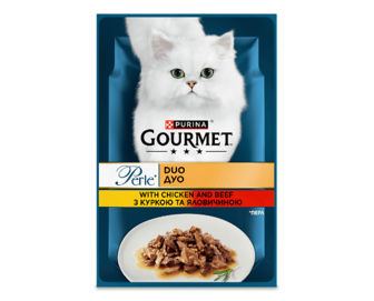 Корм для котів Gourmet Perle Duo курка-яловичина 85г