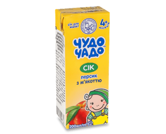 Сік «Чудо Чадо» персиковий з м'якоттю, цукром і вітаміном С 200мл