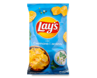 Чипси Lay's картопляні зі смаком сметани і зелені 120г