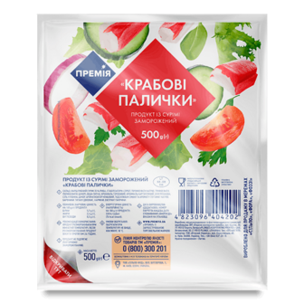 Крабові палички «Премія»® продукт з сурімі заморожені 500г (500г)