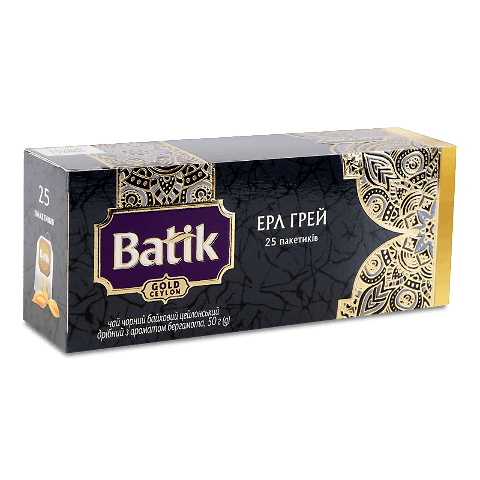 Чай чорний Batik Gold Ерл Грей з аромат бергамота 25*2г