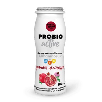 Напій йогуртний Feels good Probio Active гранат-ехінцея 1,5% 100г