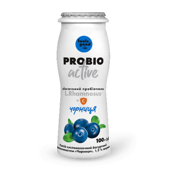 Напій йогуртний Feels good Probio Active чорниця та вітамін С 1,5% 100г